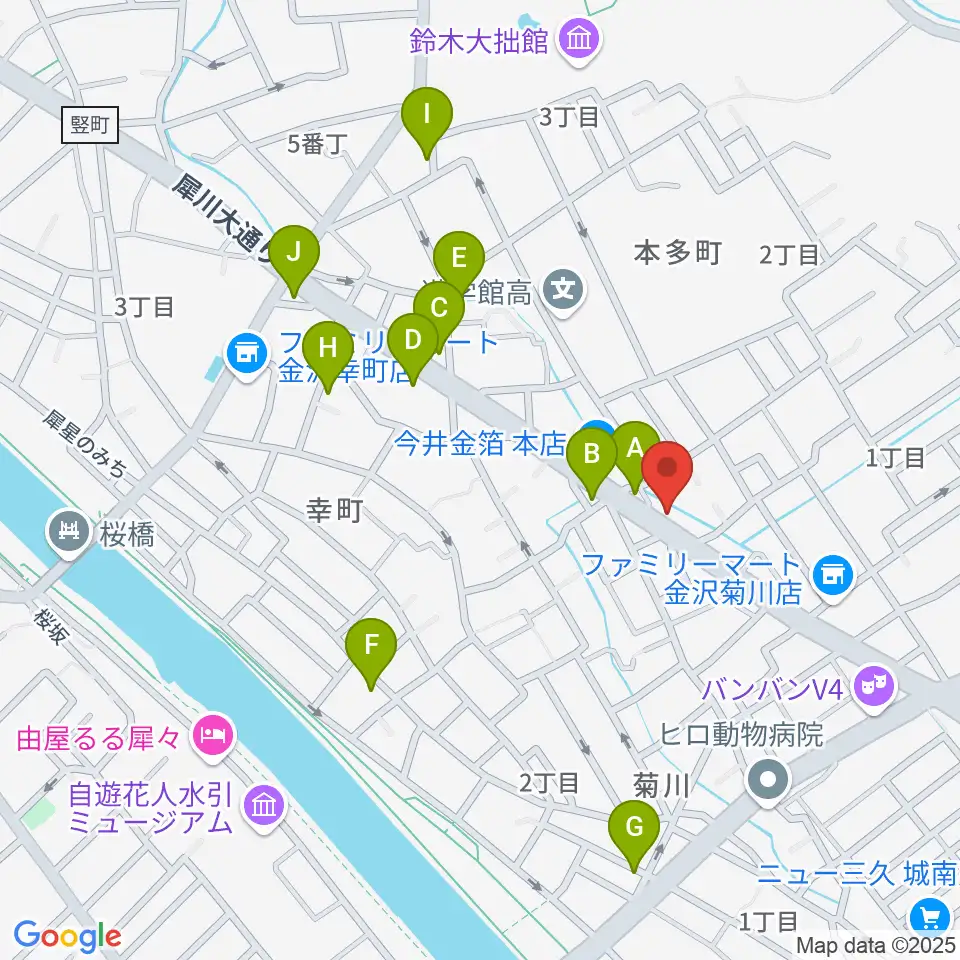 VOX OF JOY Mucic Studio周辺のファミレス・ファーストフード一覧地図