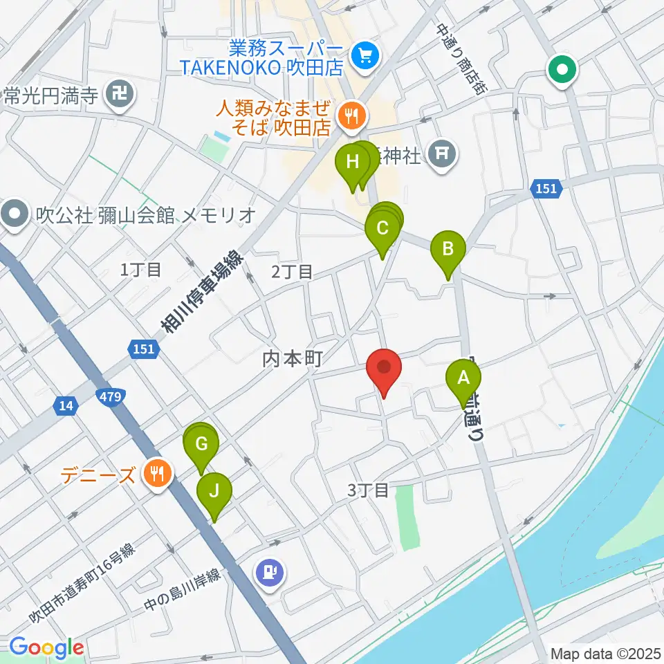 スズキメソード 杉山ヴァイオリン教室周辺のファミレス・ファーストフード一覧地図