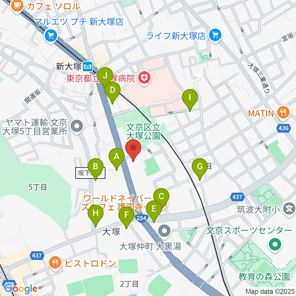 東邦音楽学校周辺のファミレス・ファーストフード一覧地図