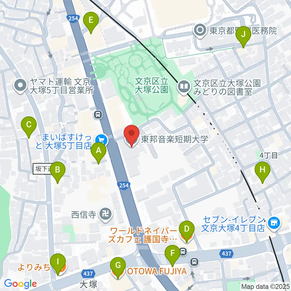 東邦音楽学校周辺のファミレス・ファーストフード一覧地図