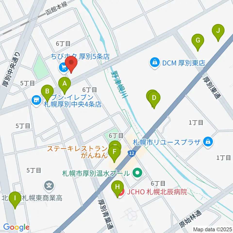 スズキメソード札幌支部 立木教室周辺のファミレス・ファーストフード一覧地図