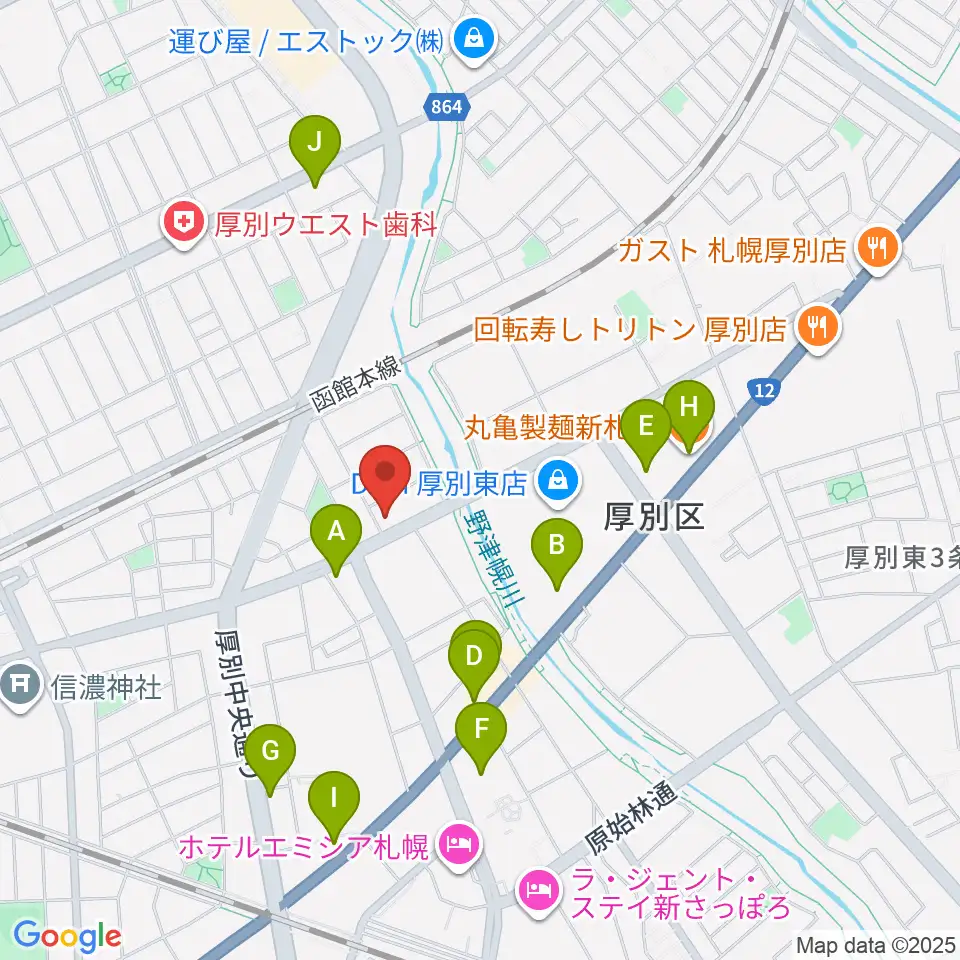 スズキメソード札幌支部 立木教室周辺のファミレス・ファーストフード一覧地図