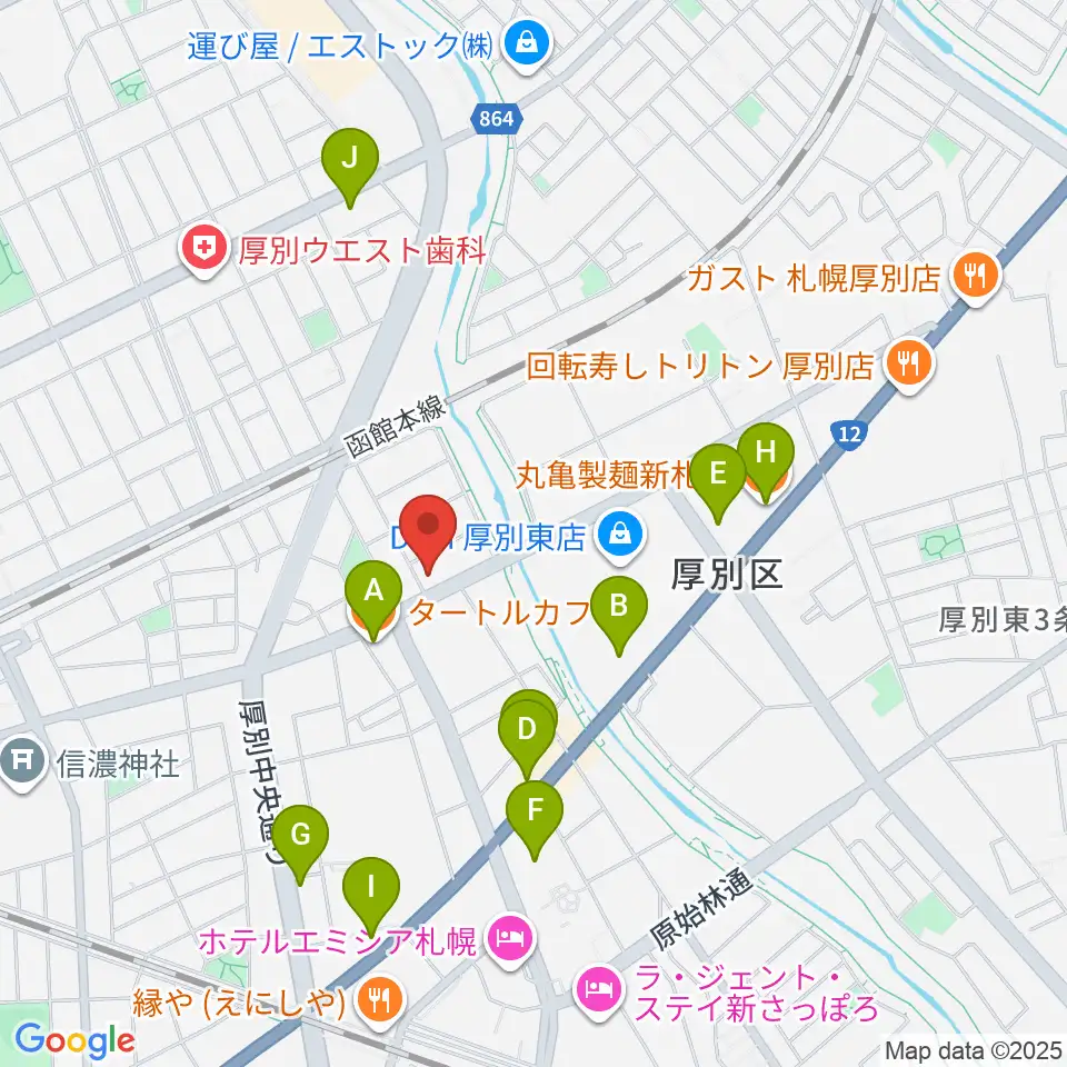 スズキメソード札幌支部 立木教室周辺のファミレス・ファーストフード一覧地図