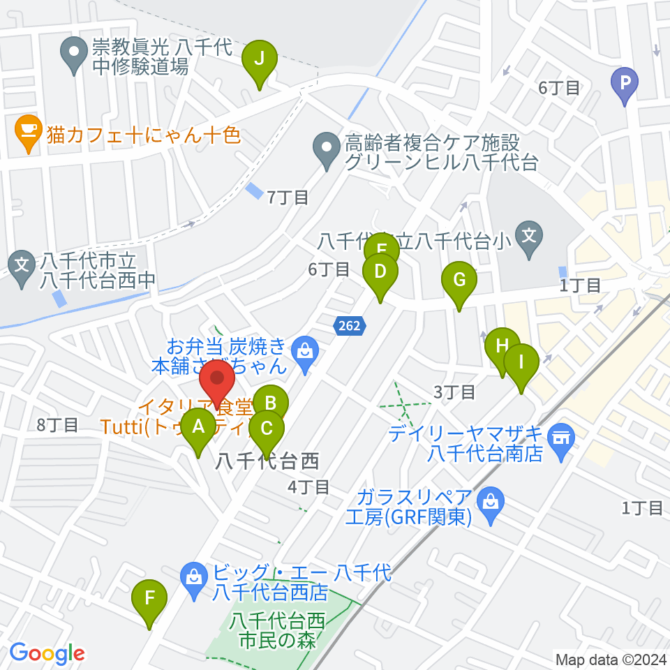 スズキ・メソード 印田クラス周辺のファミレス・ファーストフード一覧地図