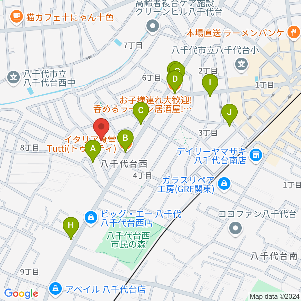 スズキ・メソード 印田クラス周辺のファミレス・ファーストフード一覧地図