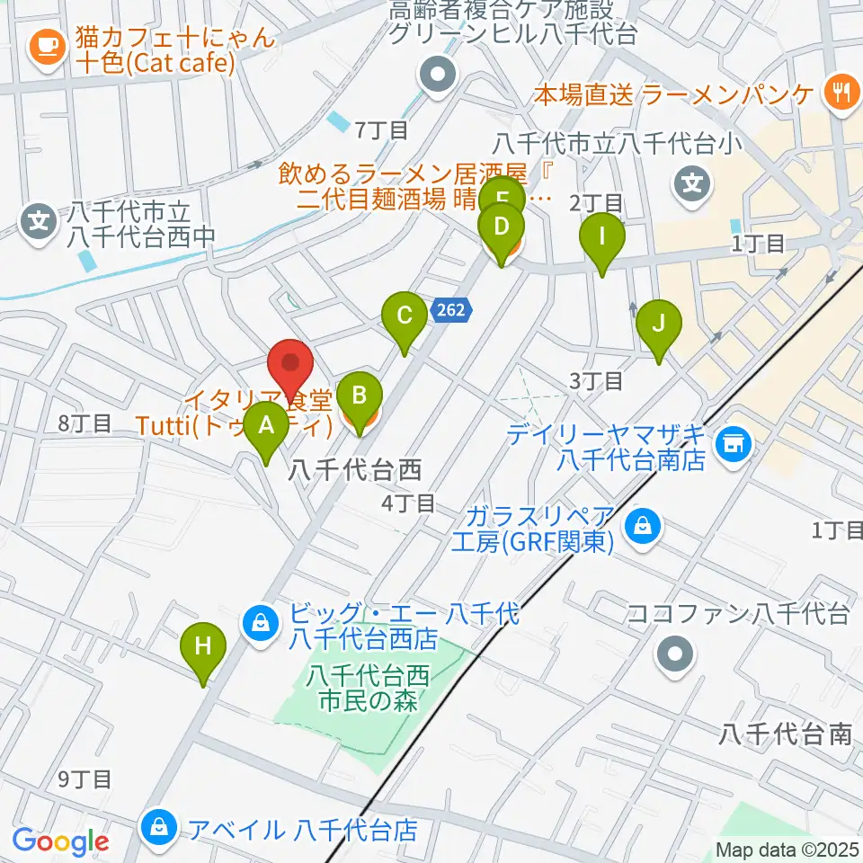 スズキ・メソード 印田クラス周辺のファミレス・ファーストフード一覧地図