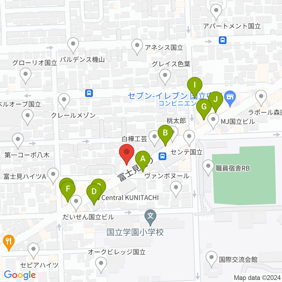 スズキ・メソード国立教室周辺のファミレス・ファーストフード一覧地図