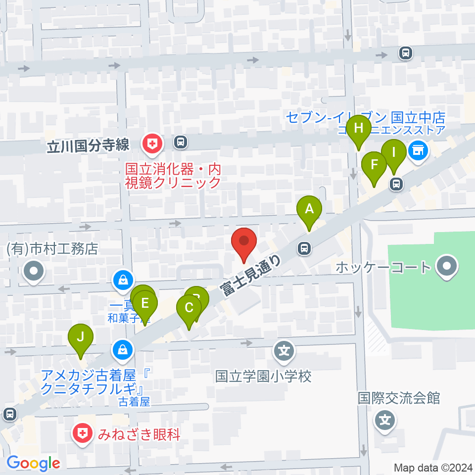 スズキ・メソード国立教室周辺のファミレス・ファーストフード一覧地図