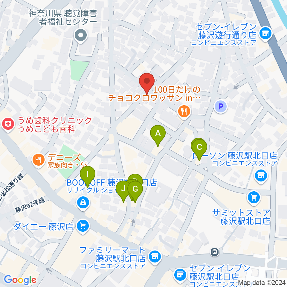 どるちぇ音楽教室レンタルスタジオ周辺のファミレス・ファーストフード一覧地図