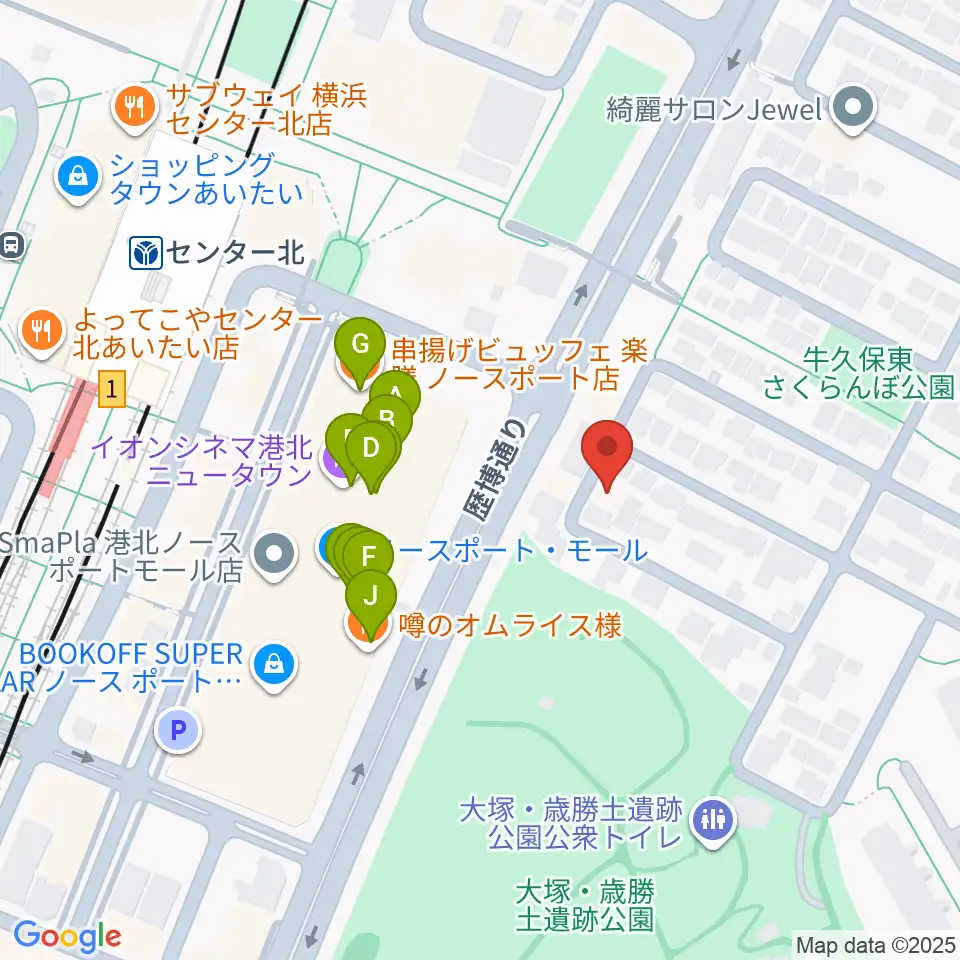 アサフ音楽院周辺のファミレス・ファーストフード一覧地図