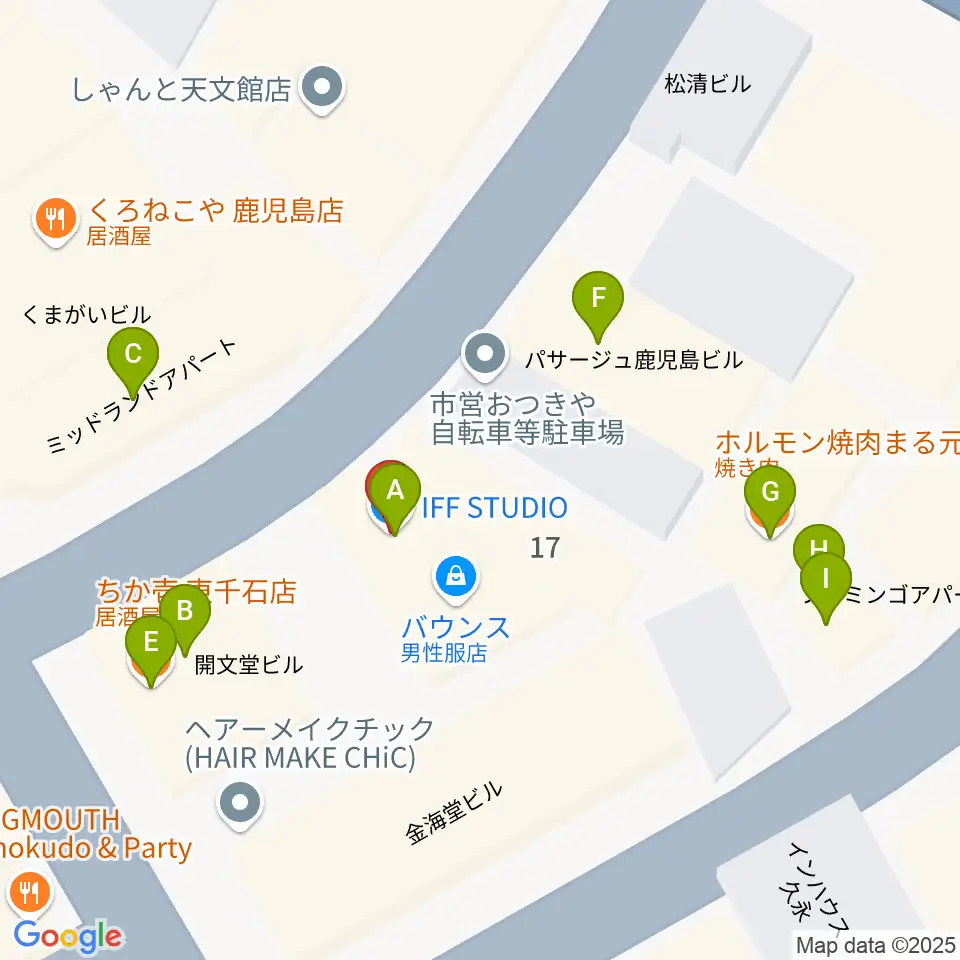 IFF STUDIO周辺のファミレス・ファーストフード一覧地図