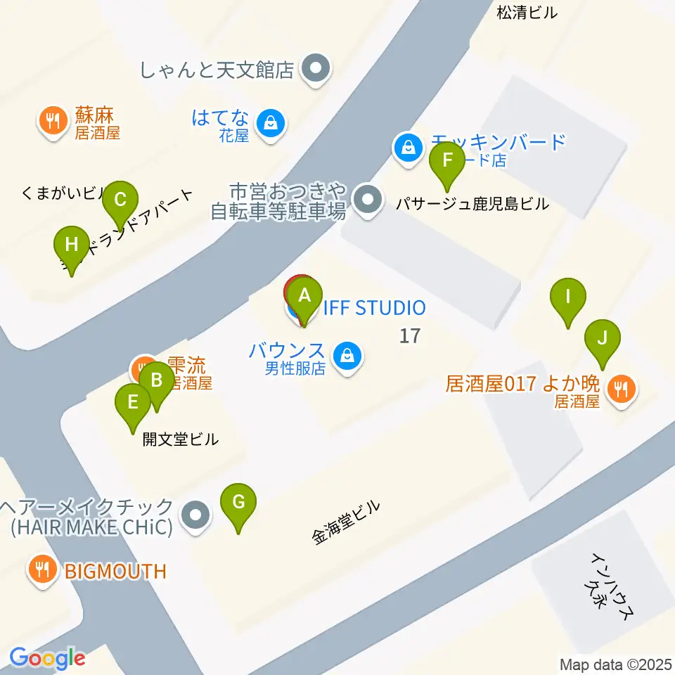 IFF STUDIO周辺のファミレス・ファーストフード一覧地図