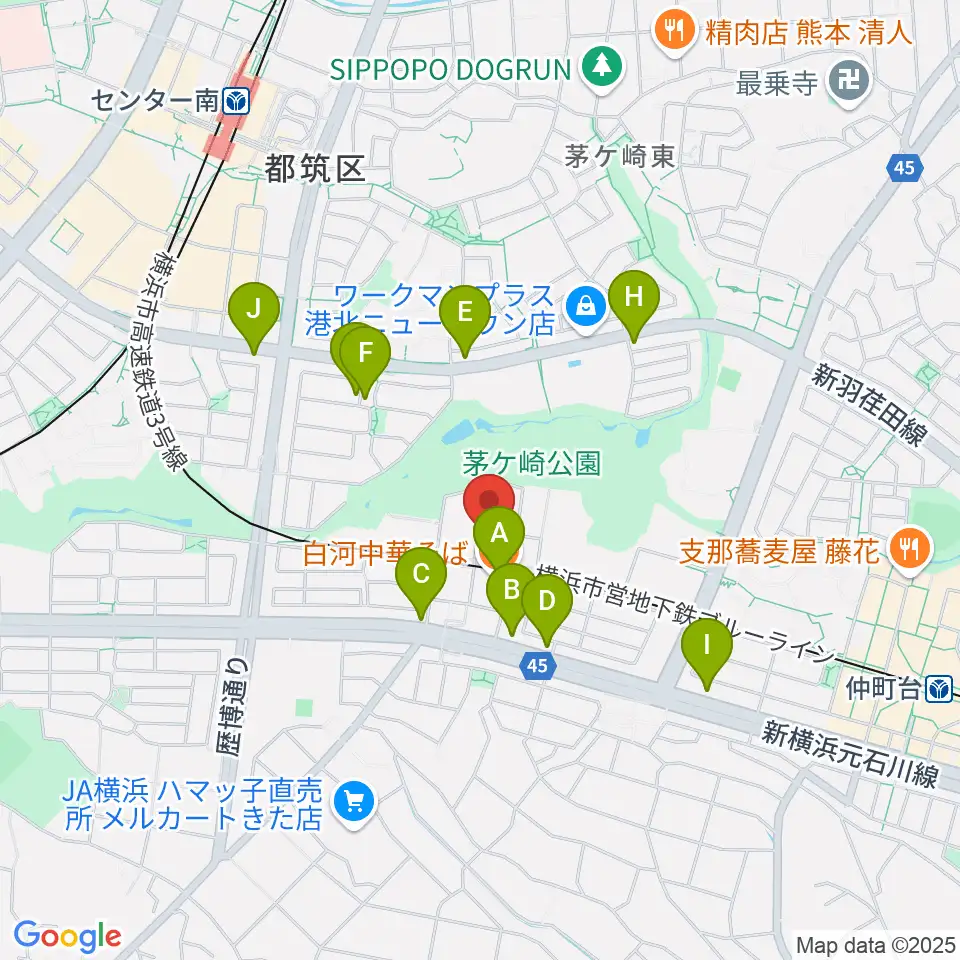 エルフラット周辺のファミレス・ファーストフード一覧地図