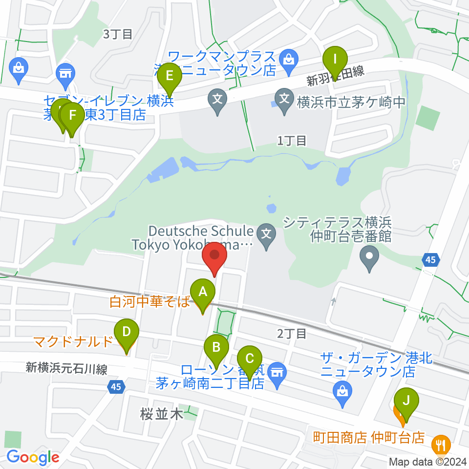 エルフラット本店レンタルスタジオ周辺のファミレス・ファーストフード一覧地図