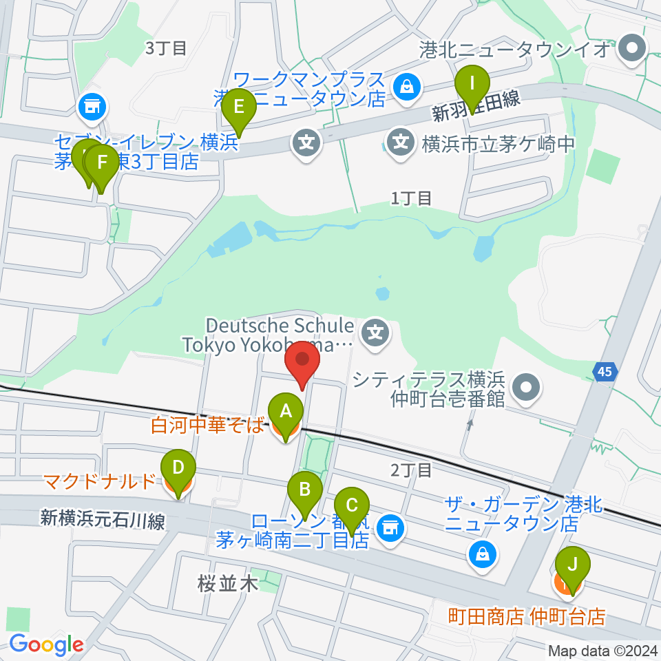 エルフラット本店レンタルスタジオ周辺のファミレス・ファーストフード一覧地図