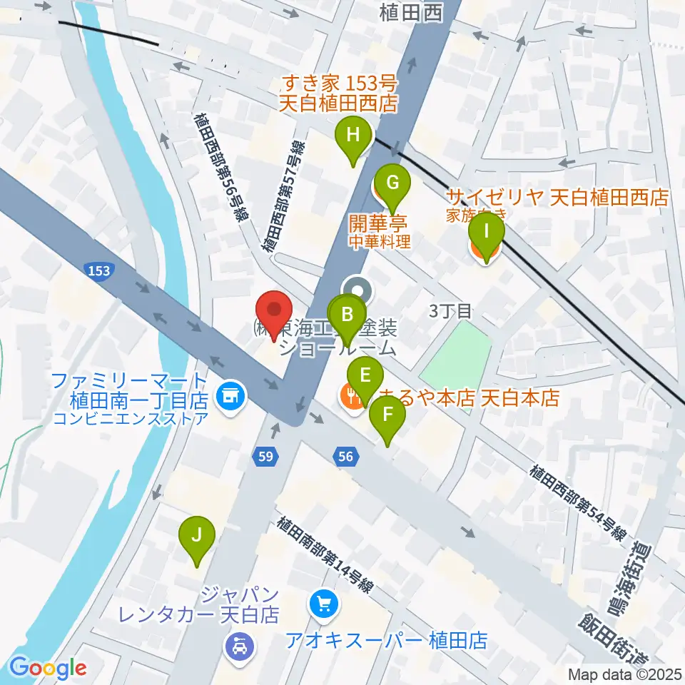 第一楽器 植田店周辺のファミレス・ファーストフード一覧地図