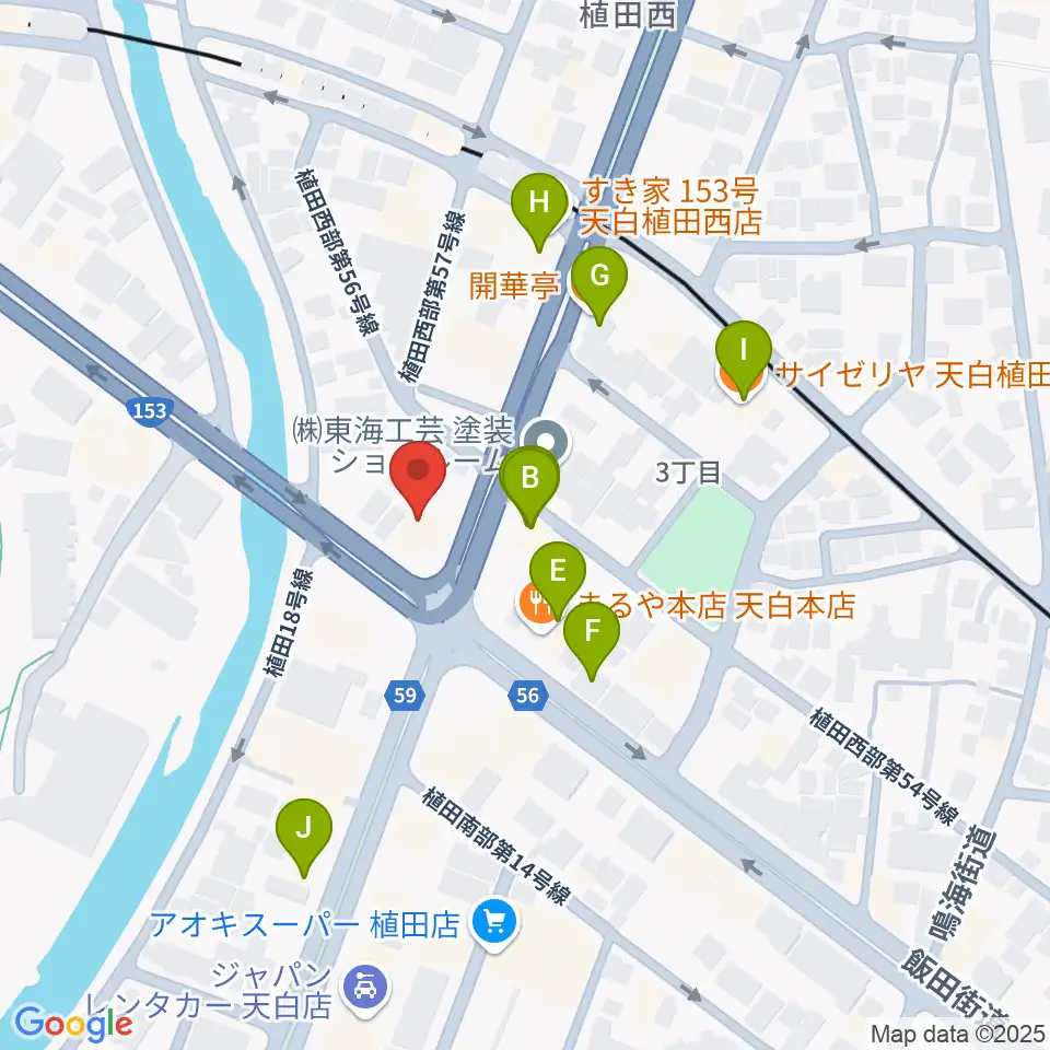 第一楽器 植田店周辺のファミレス・ファーストフード一覧地図