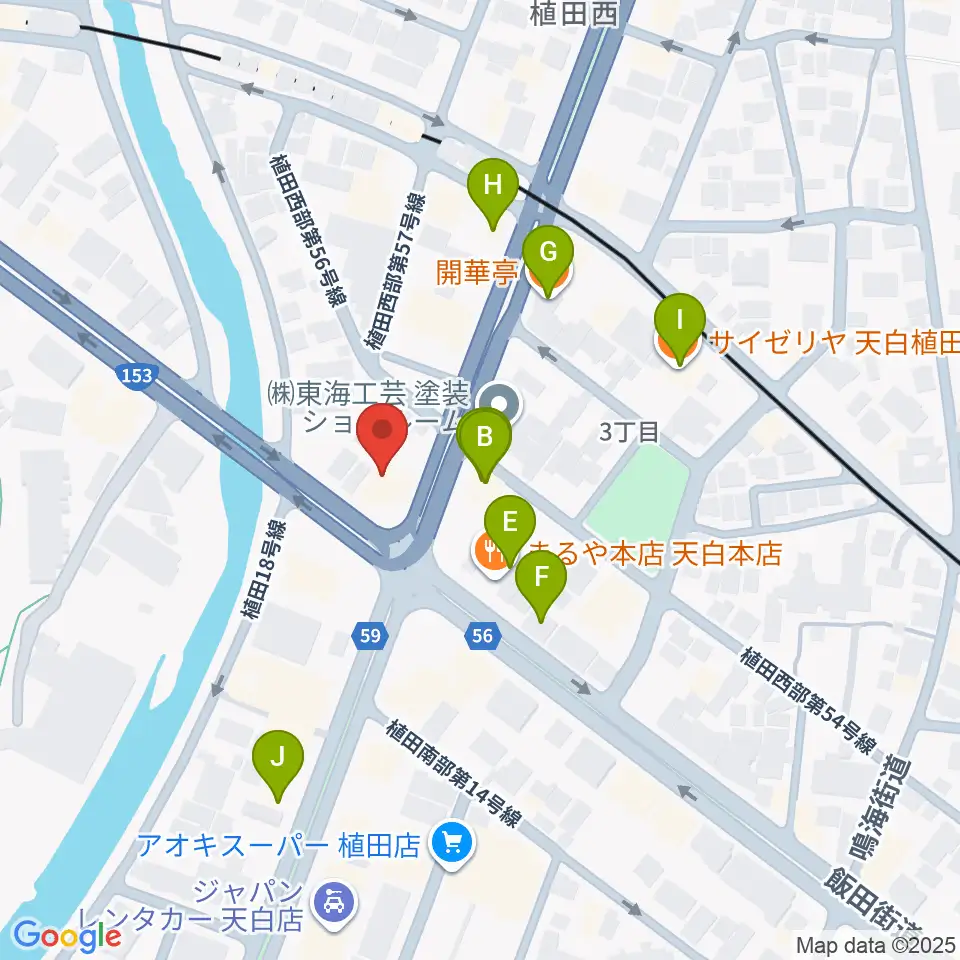 第一楽器 植田店周辺のファミレス・ファーストフード一覧地図