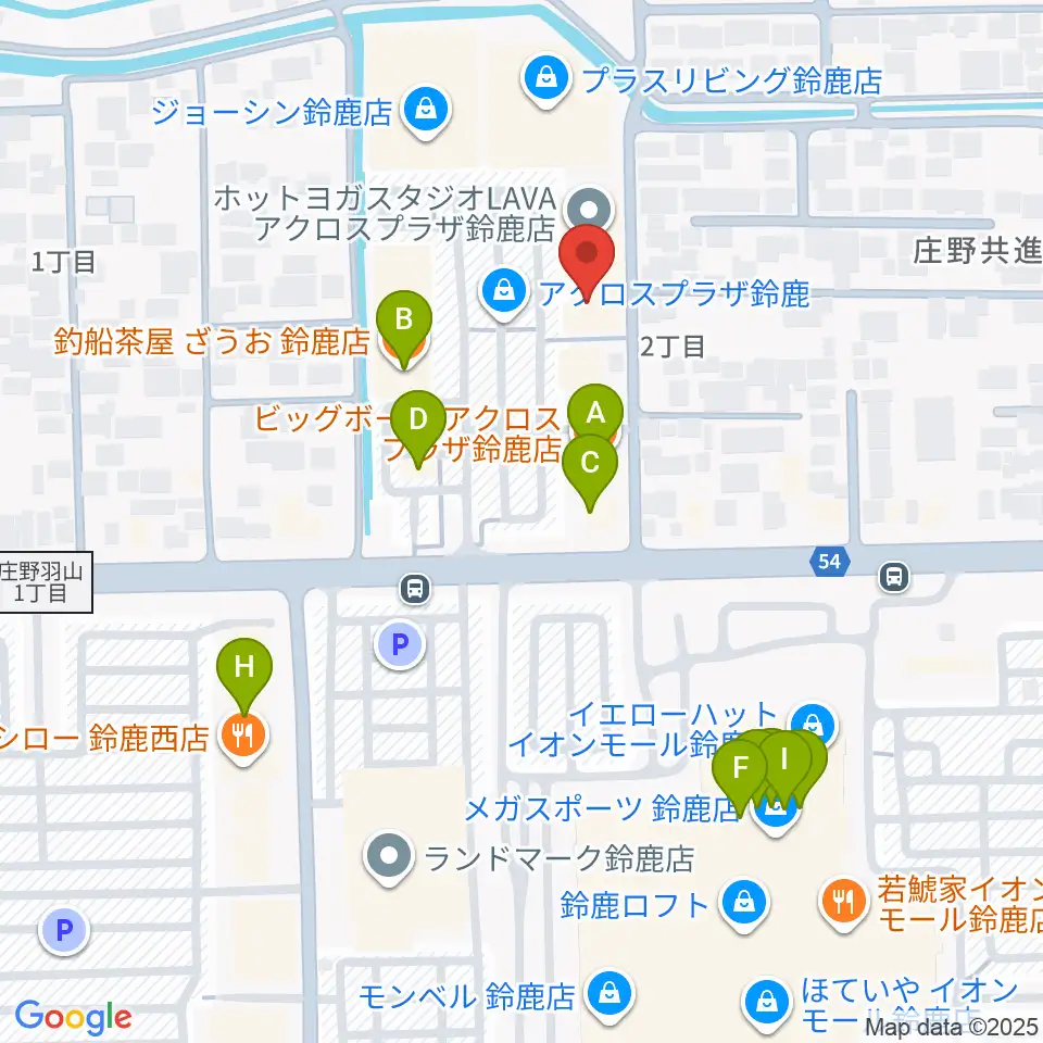 第一楽器 鈴鹿平田センター周辺のファミレス・ファーストフード一覧地図