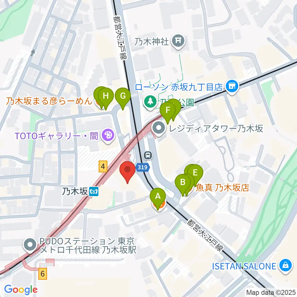 MONSTER STUDIO 乃木坂周辺のファミレス・ファーストフード一覧地図