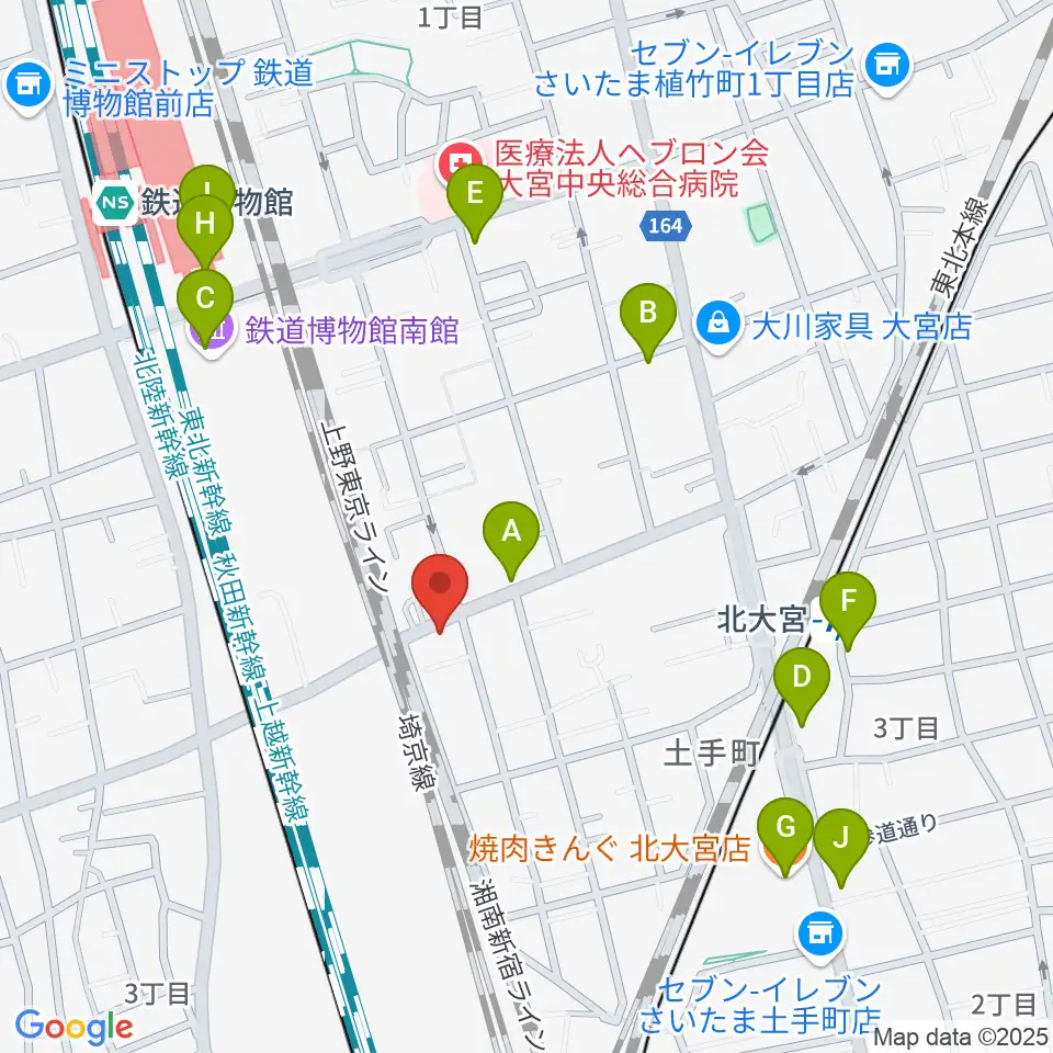 パンダスタジオさいたま周辺のファミレス・ファーストフード一覧地図