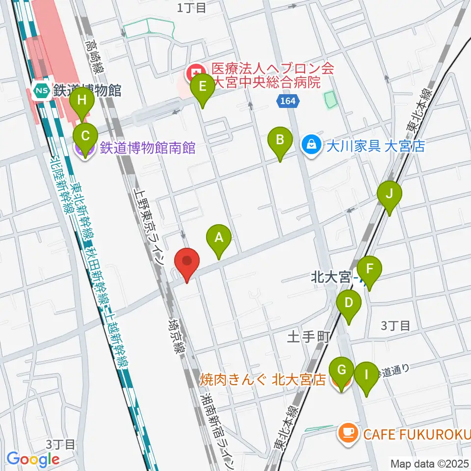 パンダスタジオさいたま周辺のファミレス・ファーストフード一覧地図