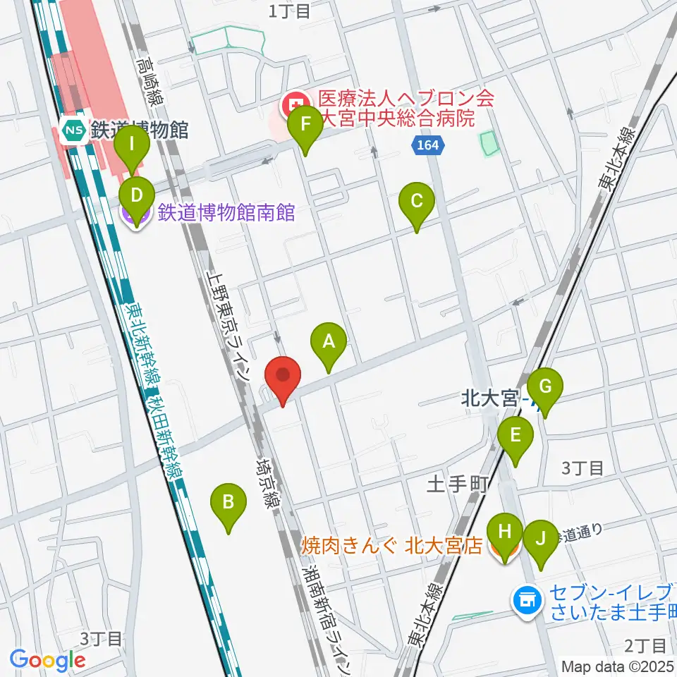 パンダスタジオさいたま周辺のファミレス・ファーストフード一覧地図