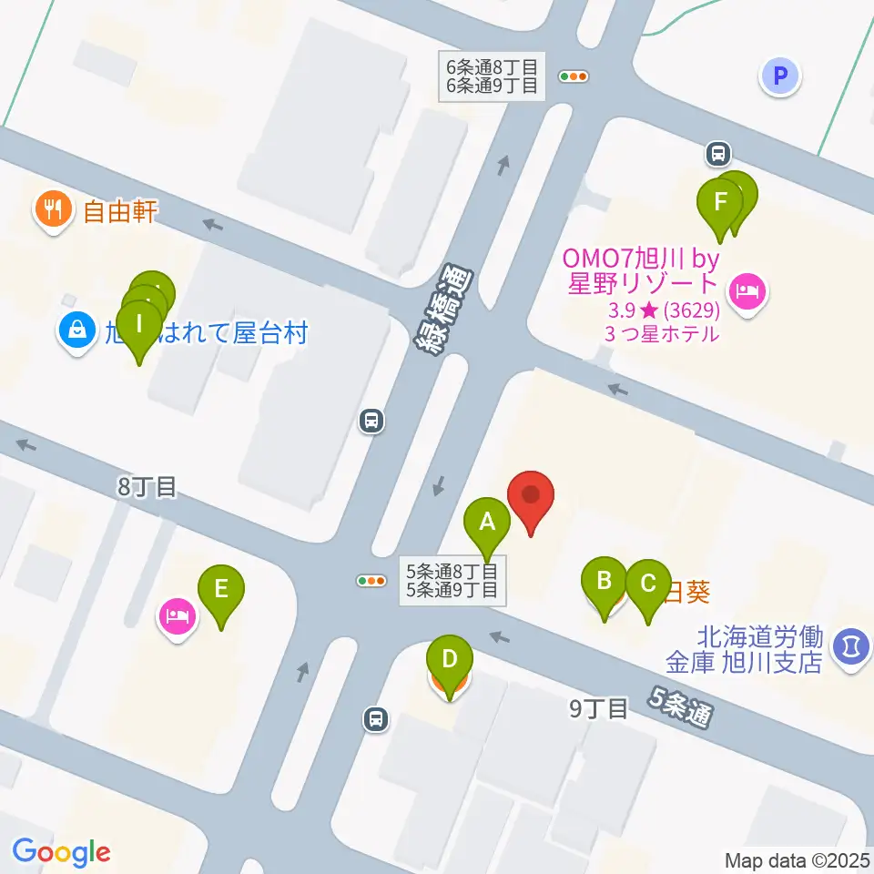 カワイ旭川ショップ周辺のファミレス・ファーストフード一覧地図