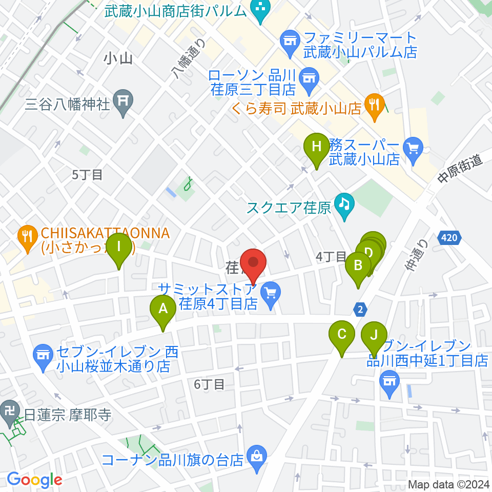 スタジオエルヴール周辺のファミレス・ファーストフード一覧地図