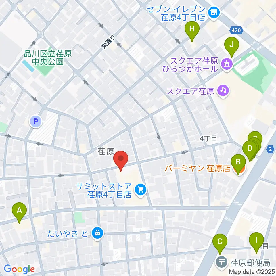スタジオエルヴール周辺のファミレス・ファーストフード一覧地図