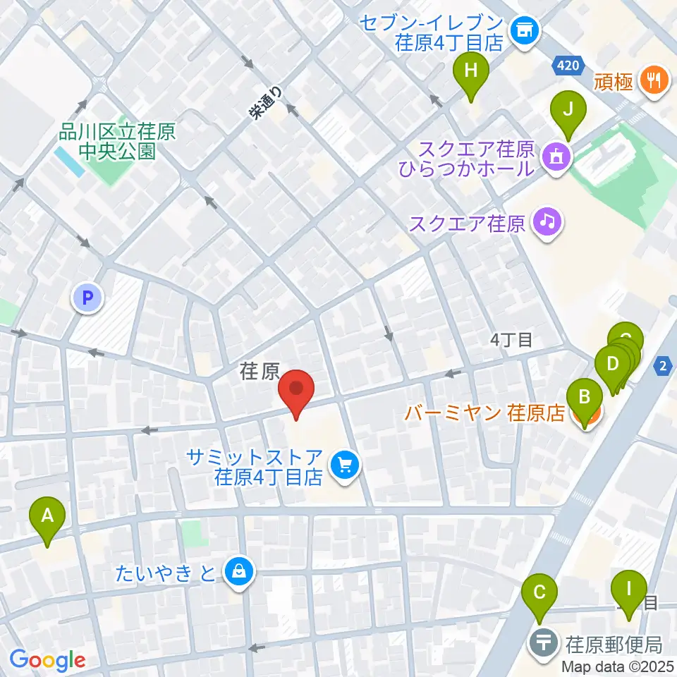 スタジオエルヴール周辺のファミレス・ファーストフード一覧地図