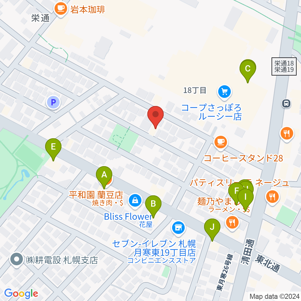 井上ピアノ調律事務所周辺のファミレス・ファーストフード一覧地図