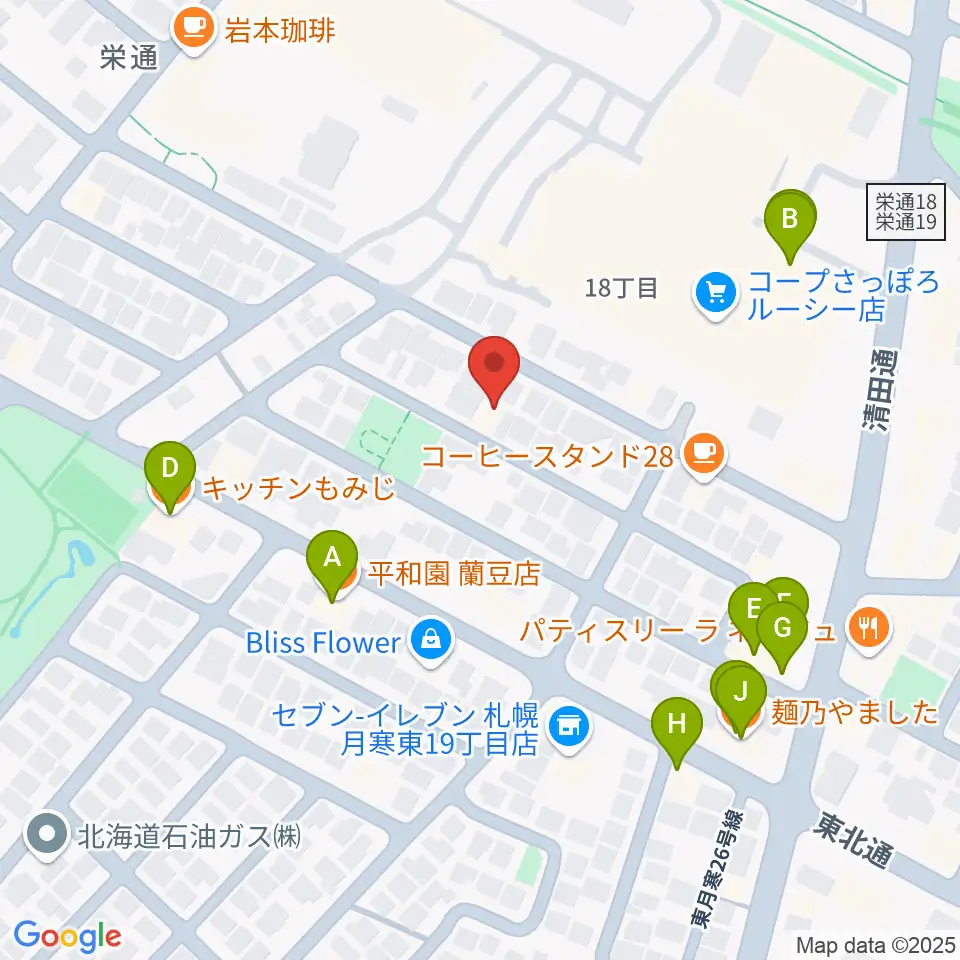 井上ピアノ調律事務所周辺のファミレス・ファーストフード一覧地図