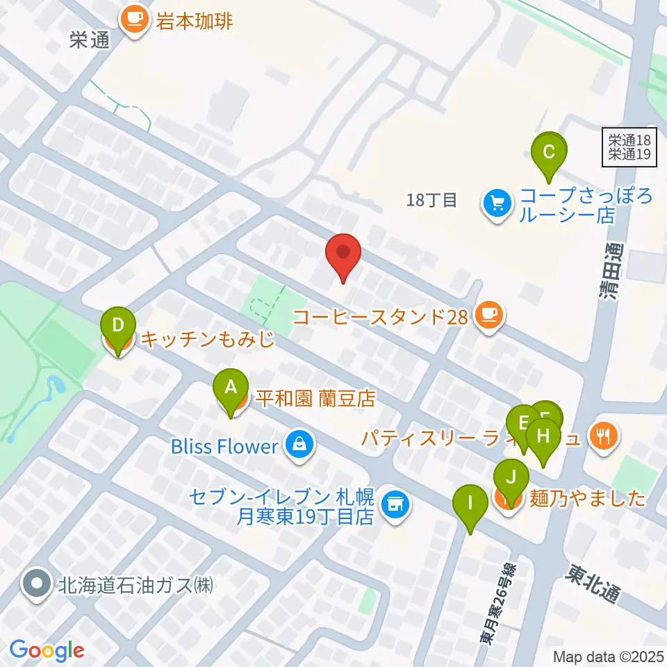 井上ピアノ調律事務所周辺のファミレス・ファーストフード一覧地図