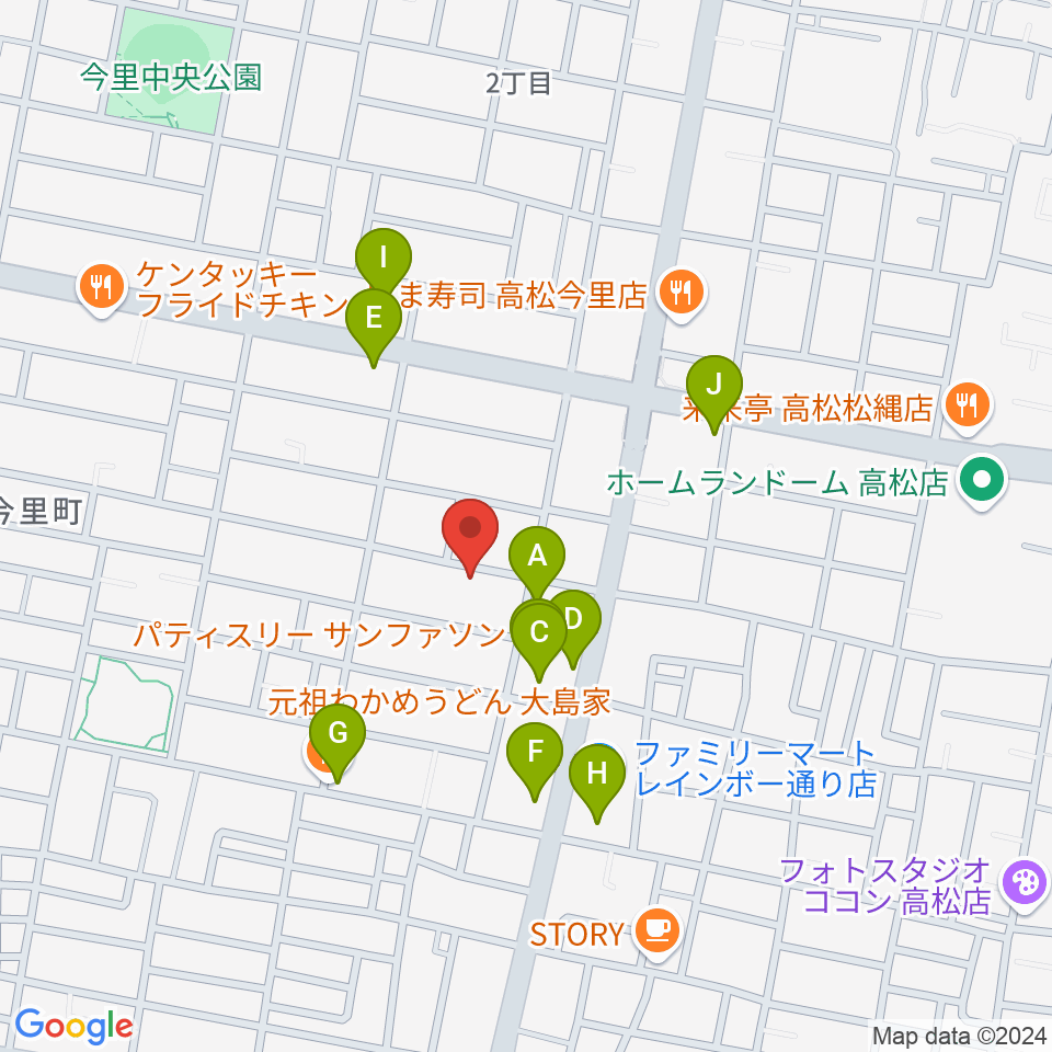 M-studio周辺のファミレス・ファーストフード一覧地図