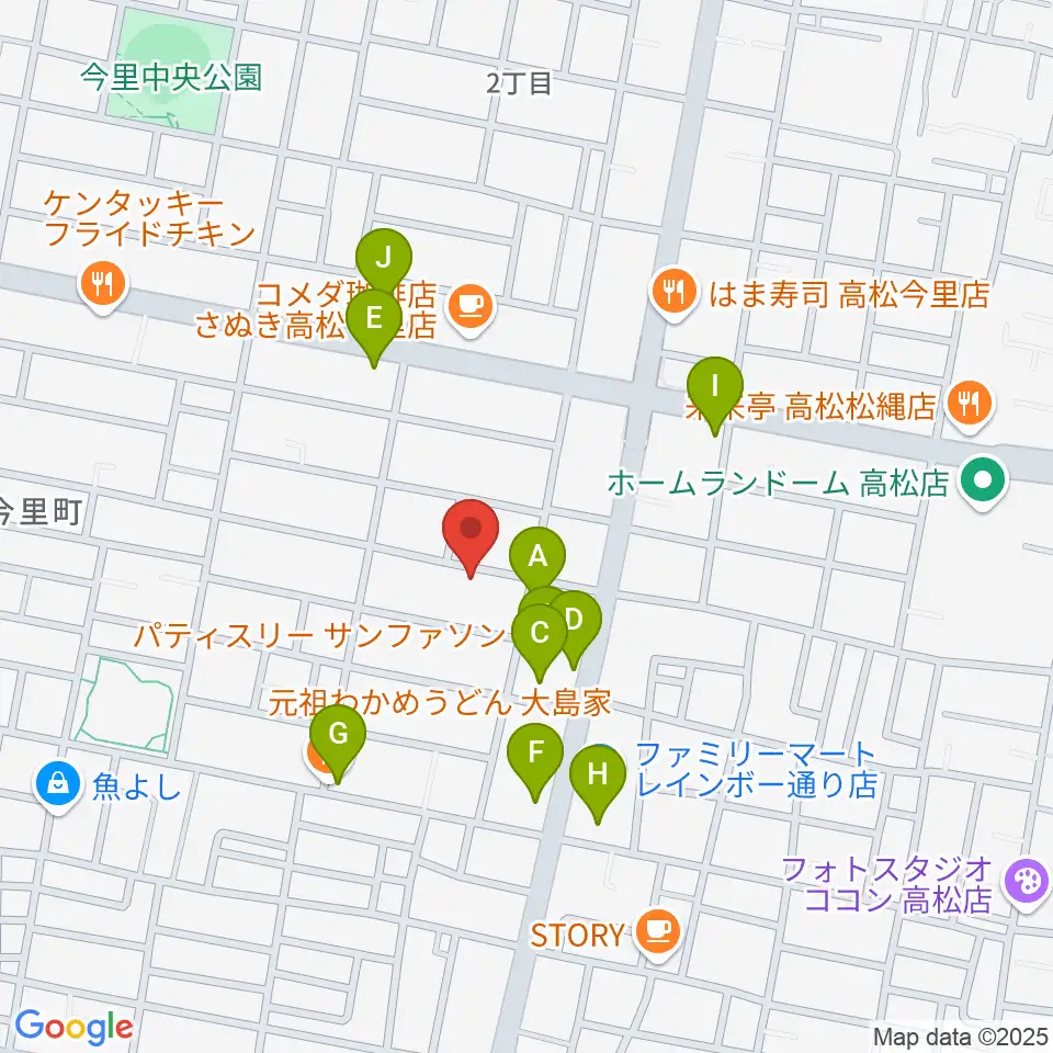 M-studio周辺のファミレス・ファーストフード一覧地図