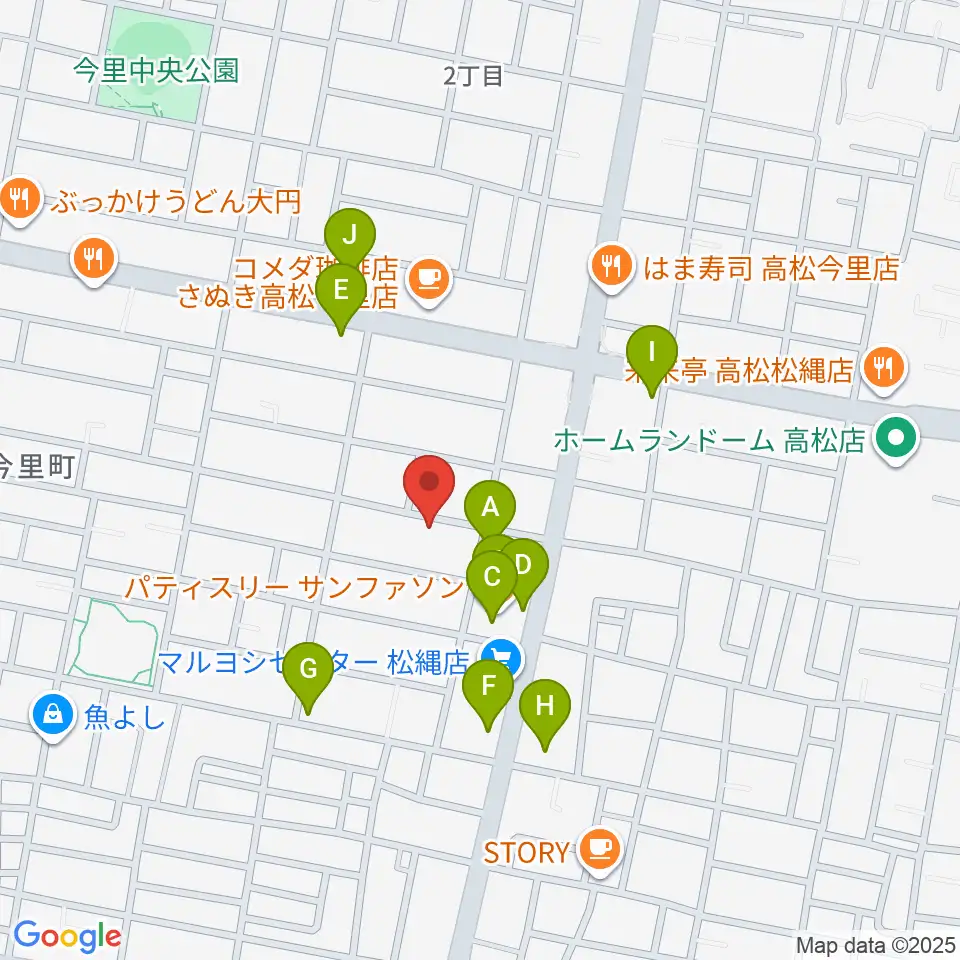 M-studio周辺のファミレス・ファーストフード一覧地図