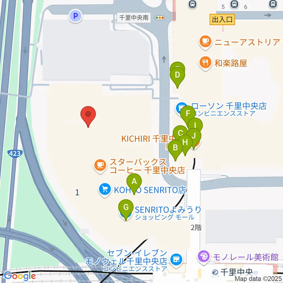 第一楽器 千里中央教室周辺のファミレス・ファーストフード一覧地図