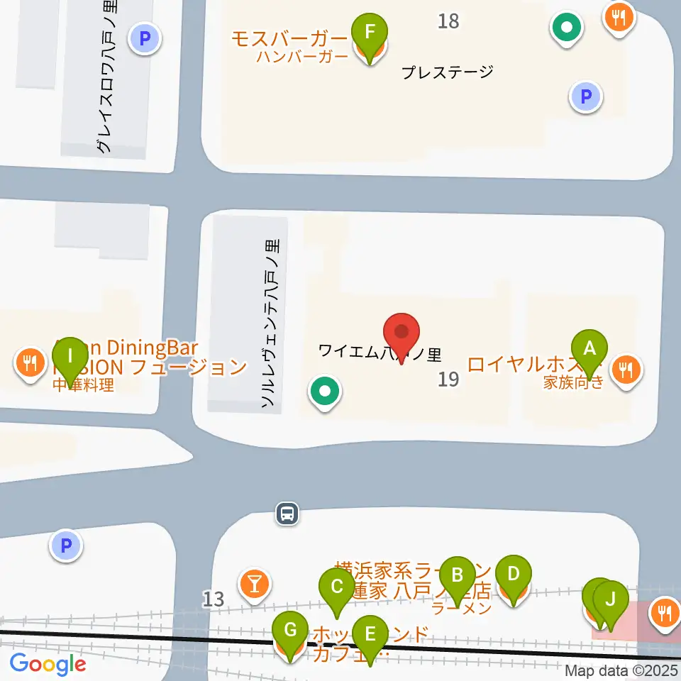 第一楽器 八戸ノ里店周辺のファミレス・ファーストフード一覧地図