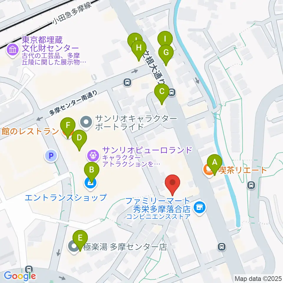 多摩コルコバード周辺のファミレス・ファーストフード一覧地図