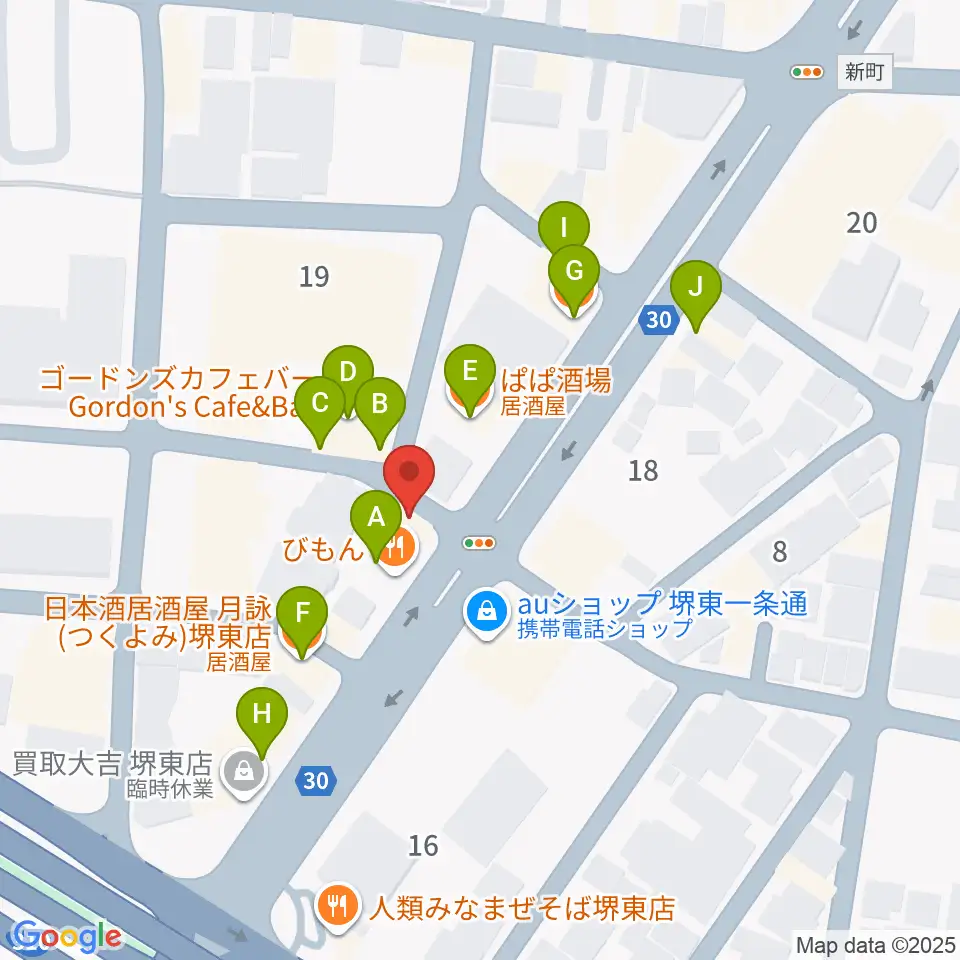 カルロスギター周辺のファミレス・ファーストフード一覧地図