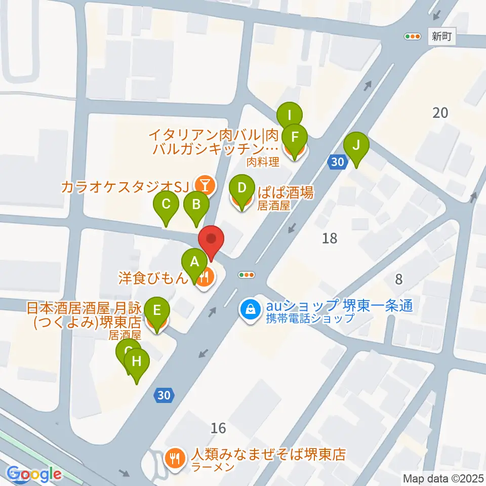 カルロスギター周辺のファミレス・ファーストフード一覧地図