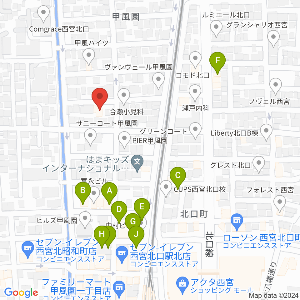 フェリーチェ音楽院周辺のファミレス・ファーストフード一覧地図