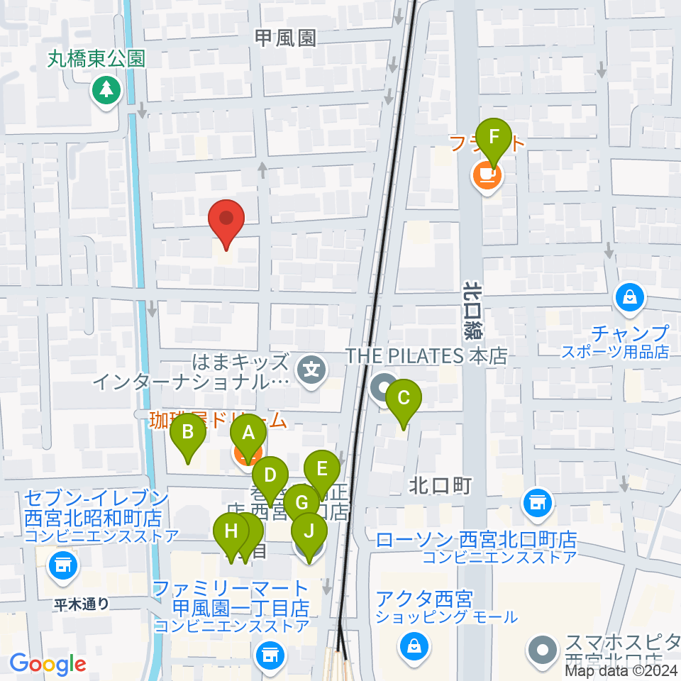 フェリーチェ音楽院周辺のファミレス・ファーストフード一覧地図