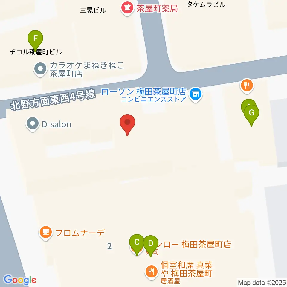 MIKIミュージックサロン梅田周辺のファミレス・ファーストフード一覧地図