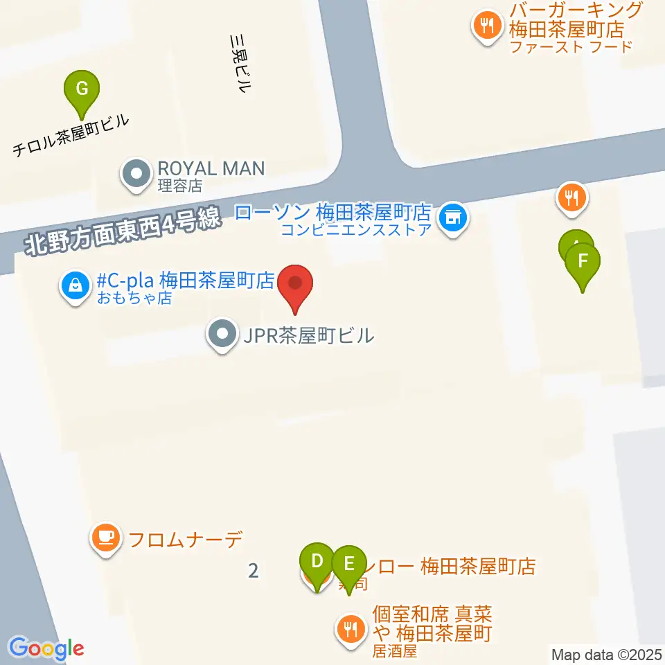 MIKIミュージックサロン梅田周辺のファミレス・ファーストフード一覧地図