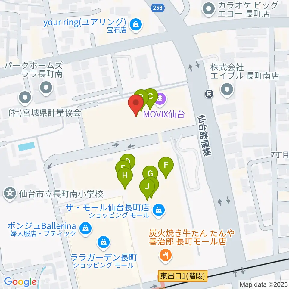 島村楽器 仙台長町モール店周辺のファミレス・ファーストフード一覧地図
