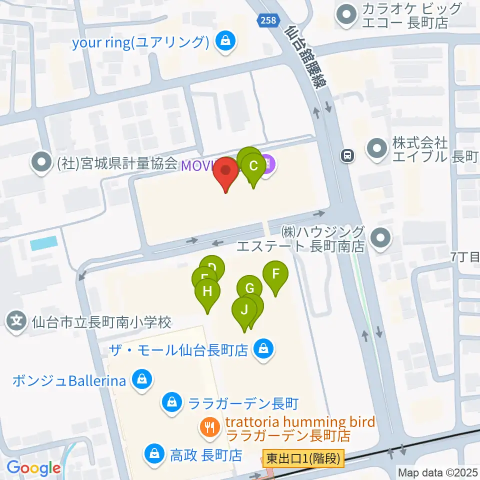 島村楽器 仙台長町モール店周辺のファミレス・ファーストフード一覧地図