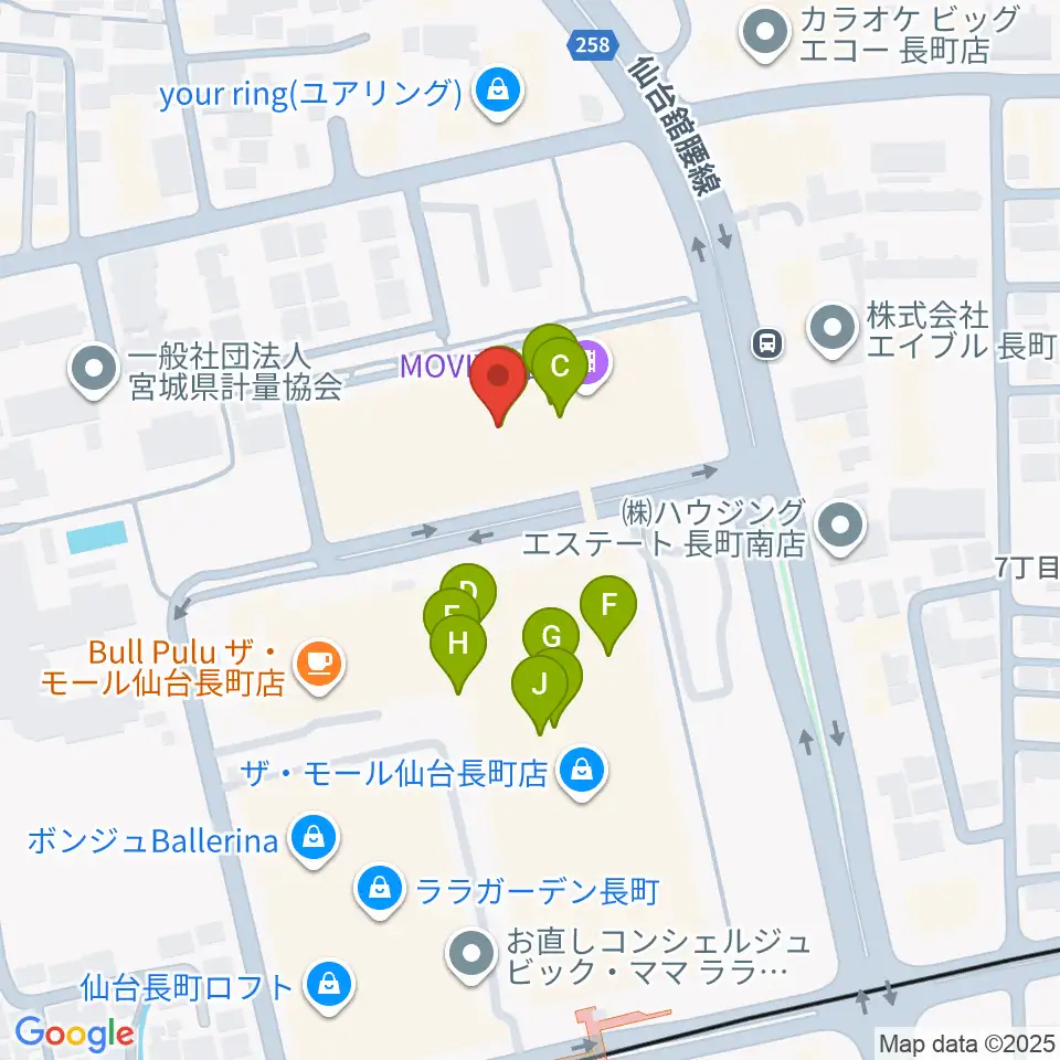 島村楽器 仙台長町モール店周辺のファミレス・ファーストフード一覧地図