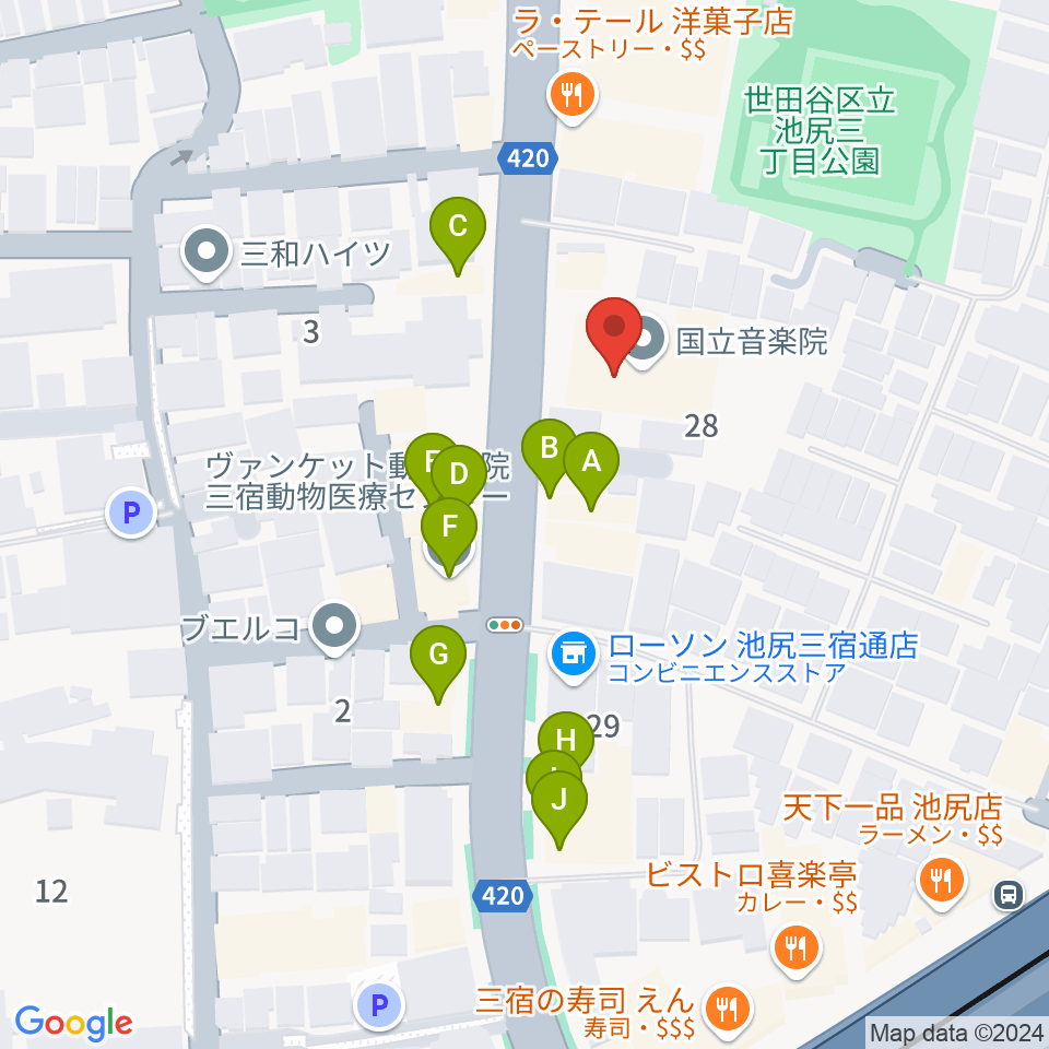 KMAパラダイスホール周辺のファミレス・ファーストフード一覧地図